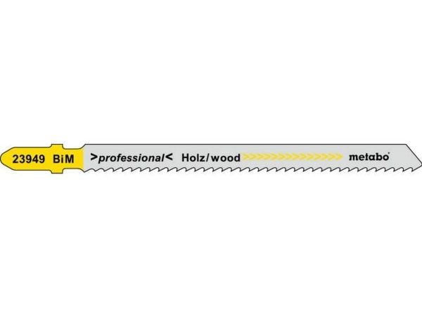 Metabo 623949000, Stikksagblad, Løvtre, Polyvinylklorid (PVC), Mykt tre, Tre med spiker, Bimetall, Blå, Grå, Gult, 9 cm, 2,5 mm