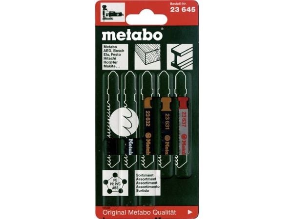 Metabo 623645000, Kuviosahanterä, Metalli, Polyvinyylikloridi (PVC), Puu, HSS-teräs, 5 kpl, Kupla