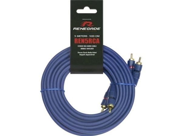Renegade REN5RCA, 2 x RCA, Hankjønn, 2 x RCA, Hankjønn, 5 m, Blå