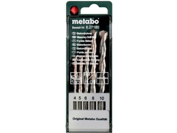Metabo 627180000, Drill, For murverk, Høyrehåndsrotasjon, Hård Betong, Naturstein, 130°, Sylindrisk Skaft
