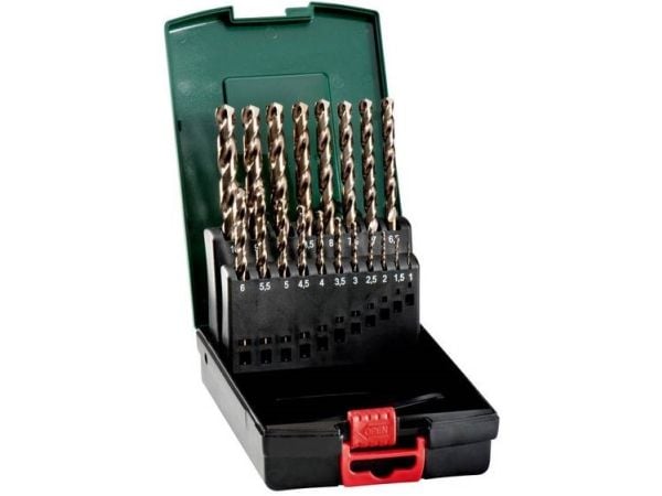 Metabo 627671000, Drill, Cast steel, Ikke-jernholdig metall, Plast, Stål, 135°, Cobalt Alloy High-Speed Steel (HSS-Co), 19 stykker
