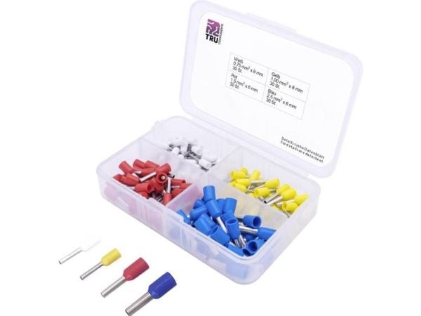 TRU COMPONENTS T1903C020 Kabelsko-sortiment 0.75 mm², 1 mm², 1.50 mm², 2.50 mm² Delvist isoleret 120 stk