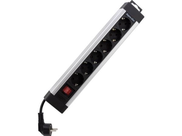 REV Power strip 6-tie 2.4m Supraline kytkimellä hopea