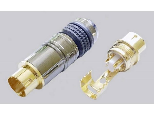BKL Electronic 0212017, Mini DIN, Svart, Krom, mässing, Guld, 1 styck