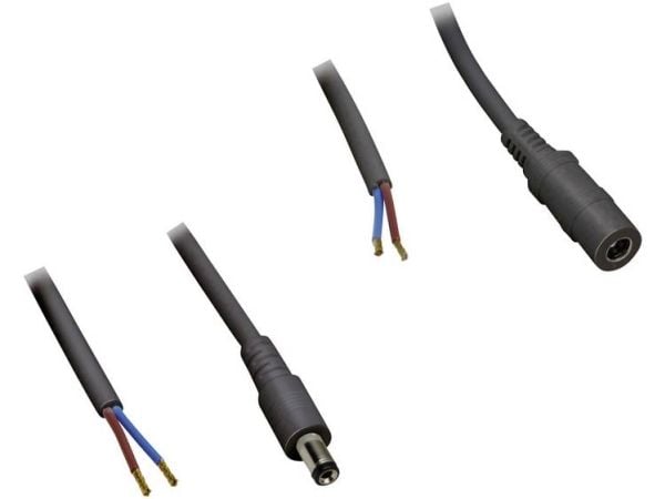 BKL Electronic lavspent tilkoblingskabel lavspennings-tilkobling lavspenningsplugg åpne ende 5,50 mm 2,10 mm 2,10 mm 2,50 m 1 sett