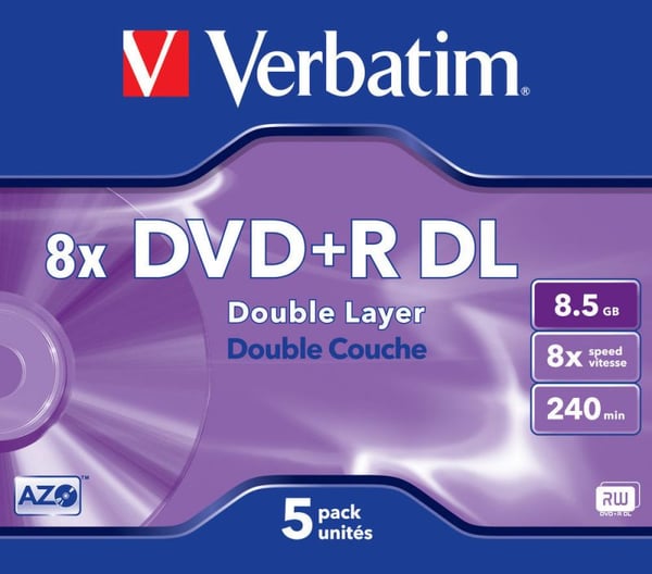 Verbatim - 5 x DVD+R DL - 8.5 GB (240 min) 8x - matt sølv - CD-eske