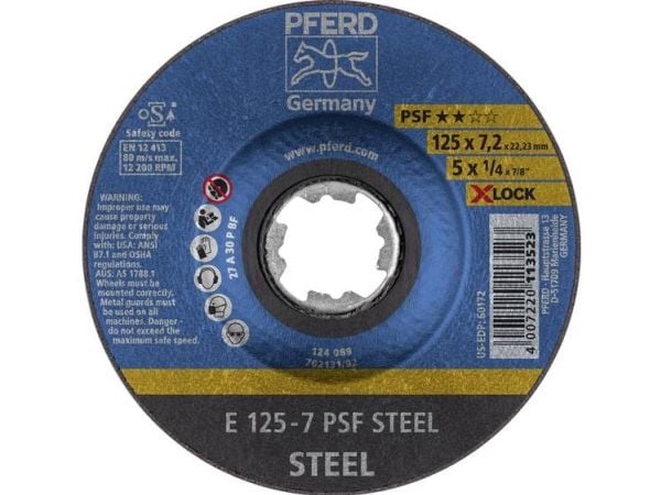PFERD 62011125, 12,5 cm, 7,2 mm, 12200 RPM, 10 stykker