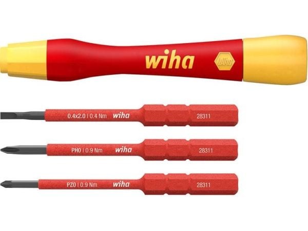 Wiha PicoFinish slimVario - Screwdriver handle with bit set - 4 deler - isolert