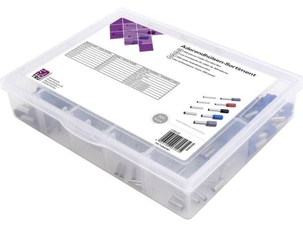 TRU COMPONENTS T1904C087 Kabelsko-sortiment 4 mm² Delvist isoleret Grå, Rød, Sort, Blå 300 Teile