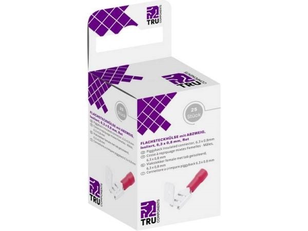 Conrad T1904C046, Flatstiftanslutning, Koppar/silver, Röd, Koppar, PVC, 1,5 mm ²