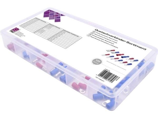 TRU COMPONENTS T1904C071 Klemmeforbindelsesstykker-sortiment 0.50 mm² 2.50 mm² Rød, Blå 120 Teile