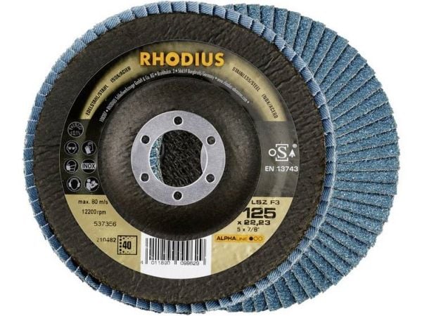 Rhodius 210482 LSZ F3 Läppähiomalaikka Halkaisija 125 mm Reiän halkaisija 22,23 mm Ruostumaton teräs 1 kpl