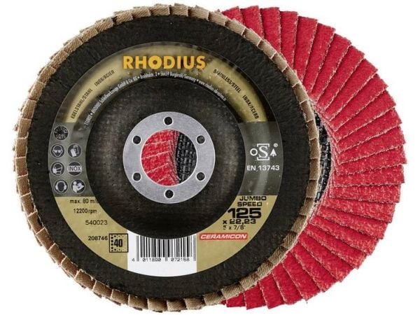Rhodius 208744 JUMBO SPEED lamellslipeskive diameter 115 mm boring 22,23 mm korn 60 rustfritt stål 1 stk Rhodius 208744 JUMBO SPEED lamellslipeskive diameter 115 mm boring 22,23 mm korn 60 rustfritt stål 1 stk