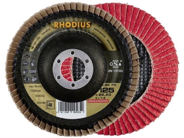Rhodius 210183 LSK FK lamellslipeskive Ø125 mm boringsdiameter 22,23 mm korn 60 rustfritt stål 1 stk