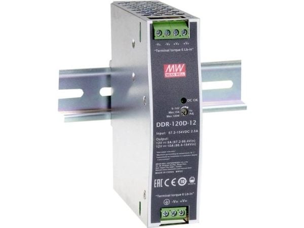 MEAN WELL DDR-120C-24, 33.6 - 67.2 V, 120 W, 24 V, 5 A, RoHS, 32 mm