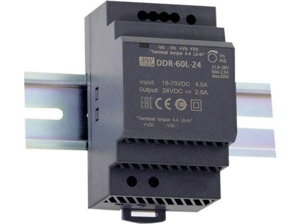 MEAN WELL DDR-60G-5, 60 W, 5 V, RoHS, 52,5 mm, 54,5 mm, 90 mm