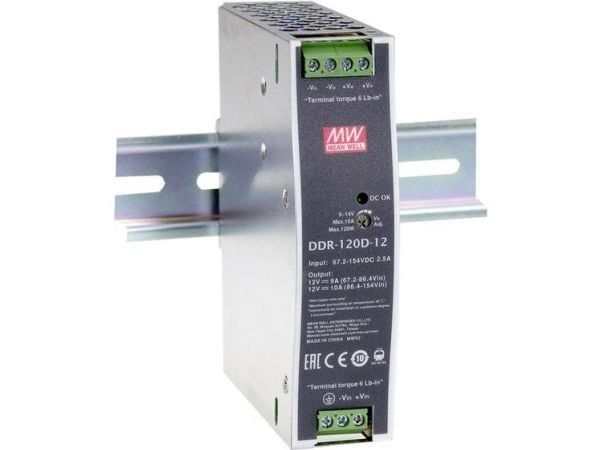 MEAN WELL DDR-120A-12, 120 W, 12 V, RoHS, 32 mm, 102 mm, 125,2 mm