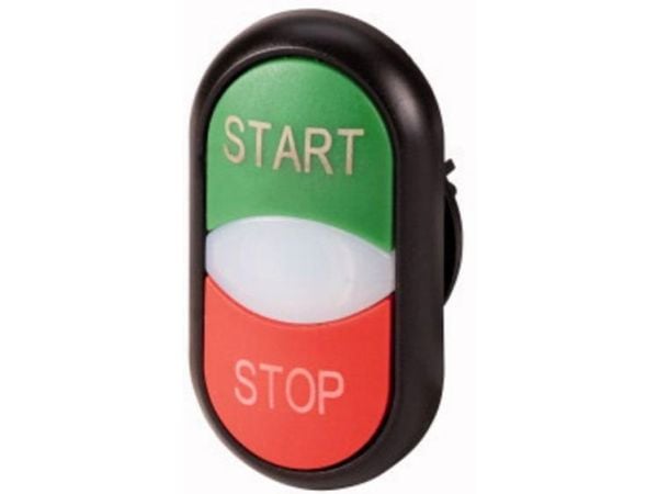 Eaton dubbel tryckknapp START-STOP grön/röd med belysning självåtergående M22S-DDL-GR-GB1/GB0 (216703)