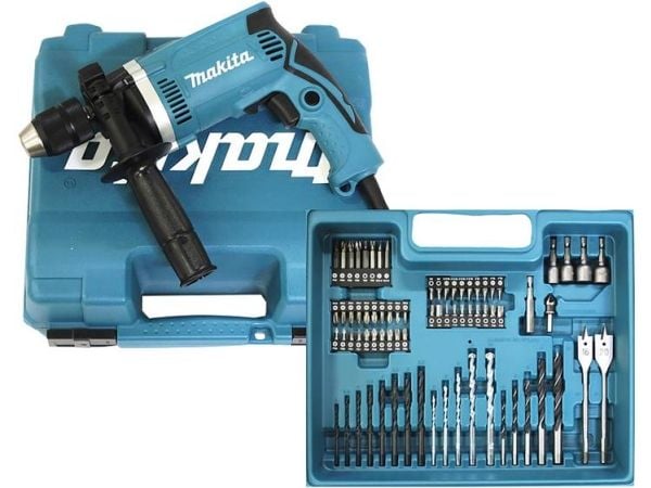 Makita HP1631KX3 - Hammerbor - 710 W - 1 hastighet - nøkkelfri borhylse 13 mm