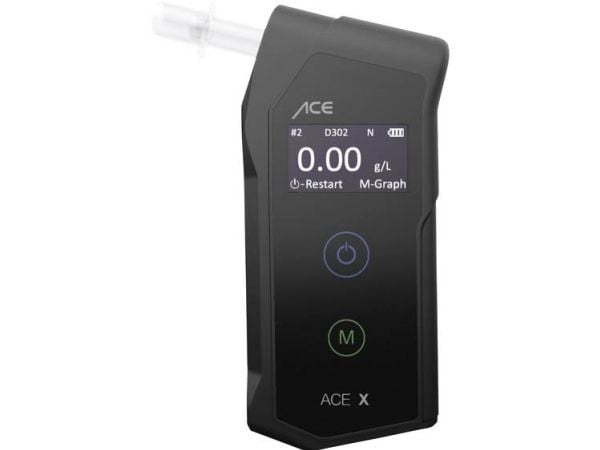 ACE X alkoholtester Svart 0.0 til 5 ‰ inkl. display