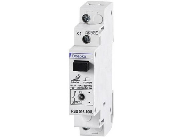 DOEPKE ohjauskytkin 16A RSS016-100L LEDillä 1-napainen 16A,1 S RSS016-100L (09981075)