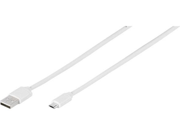 Vivanco USB 2.0, 1m, 1 m, USB A, Micro-USB B, USB 2.0, Uros/uros, Valkoinen
