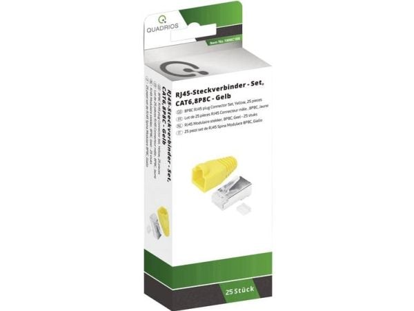 Quadrios RJ-45 kontaktsett CAT 6 1906C169 rett 8P8C gul 25 stk (1906C169)