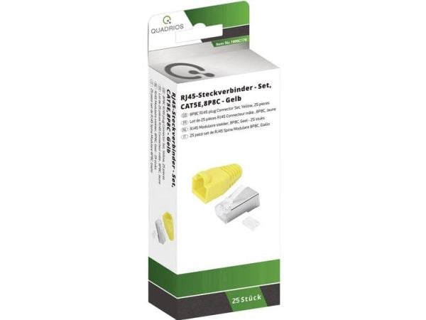 Quadrios RJ-45 kontaktsett CAT 5e 1906C176 rette 8P8C gul 25 stk (1906C176)