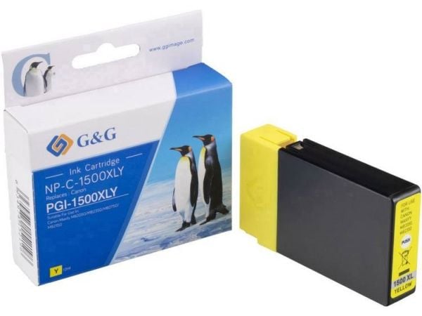 G&G PGI-1500XL Y, Korkea (XL) värintuotto, Keltainen, Väriainepohjainen muste, 12 ml