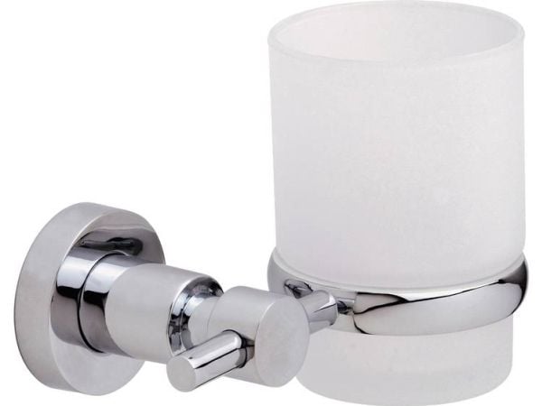 TESA Loxx, Veggmontert tannbørsteholder, Glass, Metall, Kromfarget, Hvit, Vegg, 130 mm, 95 mm