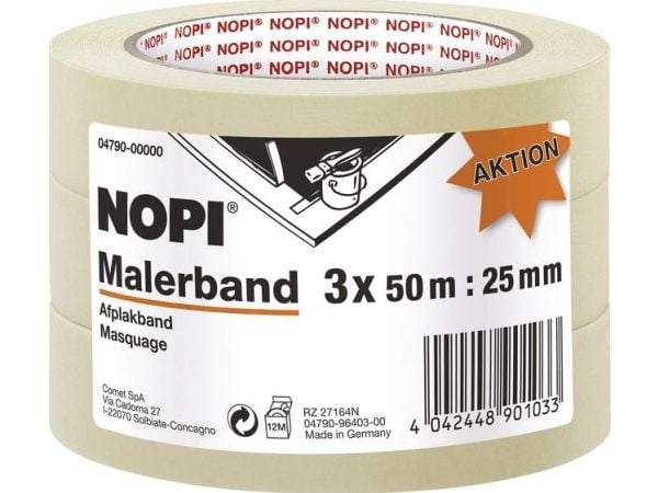 tesa NOPI® 04790-00000-01 malertape beige (L x B) 50 m x 25 mm 3 ruller (04790-00000-01)