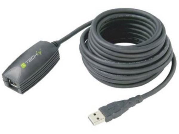 Techly ICUR3050, 5 m, USB A, USB A, USB 3.2 Gen 1 (3.1 Gen 1), Hankjønn/hunkjønn, Sort