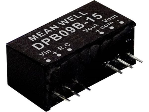 MEAN WELL DPB09B-05, 18 - 36 V, 9 W, 5 V, 0,8 A, RoHS, 24 mm