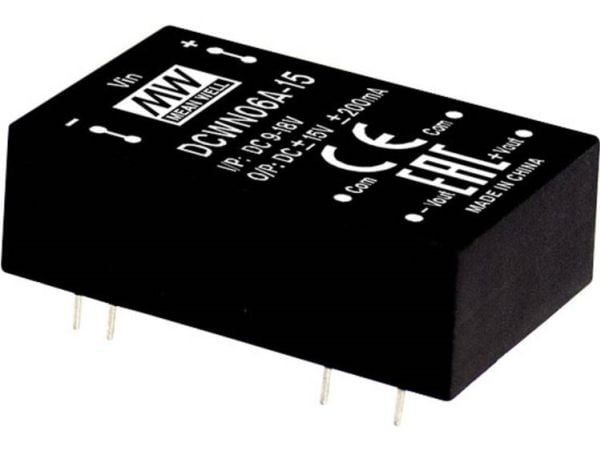 MEAN WELL DCWN06A-15, 20,3 mm, 31,8 mm, 10,2 mm, 12,5 g, 6 W, 9 - 18 V