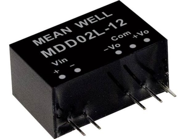 MEAN WELL MDD02L-05, 4.5 - 5.5 V, 2 W, 5 V, -0.2 A, RoHS, 3000 stk