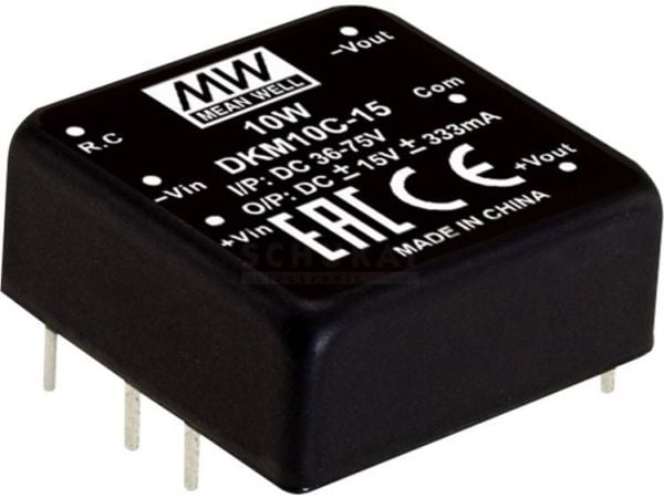 MEAN WELL DKM10E-15, 10 W, 15 V, 0,33 A, RoHS, 30 g, 300 stk