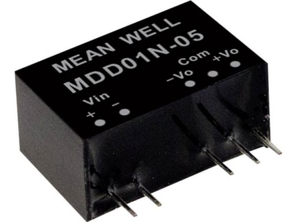 MEAN WELL MDD01M-05, 10.8 - 13.2 V, 1 W, 5 V, -0.1 A, RoHS, 3000 stk