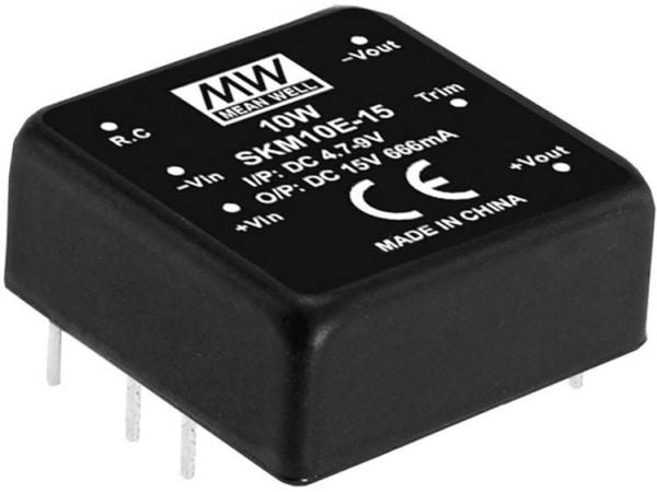 MEAN WELL SKM10A-15, 10 W, 15 V, 0,67 A, RoHS, 18 g, 300 stk