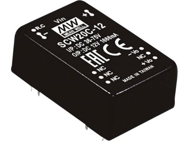 MEAN WELL SCW20A-12, 20 W, 12 V, RoHS, 750 kpl, 750 stk