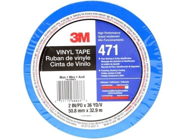 3M 7100044656, Blå, Vinyl, 1,3%, 4 ° C, 77 ° C, 32,9 m
