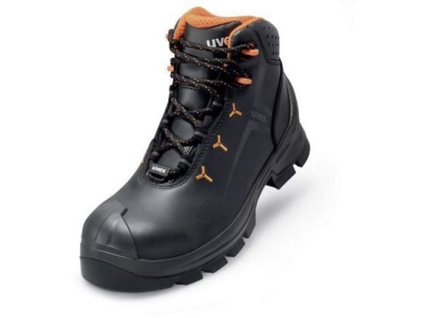 Uvex 65232, Unisex, Voksen, Vernestøvler, Sort, Oransje, ESD, HI, HRO, S3, SRC, Lisselukking