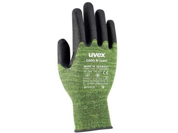 Uvex C500 M foam, Sort, Grønn, Voksen, Voksen, Unisex, 1 stykker, Polyethylen, Viskose, Polyamid, Fiberglass