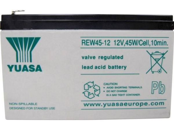 Yuasa REW 45 - 12 REW45/12 Lyijyakku 12 V 8 Ah Lyijyakku (B x K x S) 151 x 97 x 64 mm Litteä liitin 6,35 mm Alhainen itsepurkautuminen, helppo huol...