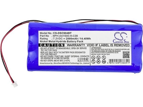 Cameron Sino sikkerhetsteknikk-batteri (erstatter originalbatteri) 6PH-AA1500-H-C28, DSC 7,2 V 2000 mAh