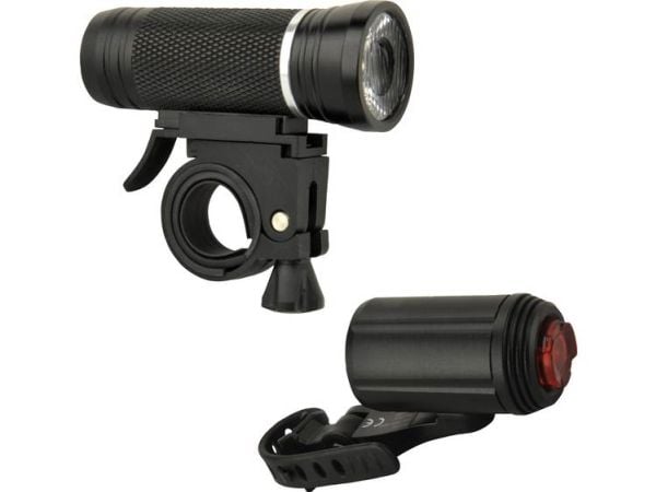 FISCHER sykkel-LED-belysningssett ALU 30/15 Lux, levetid opptil 50.000 timer, StVZO-godkjent (85348), 1 stk