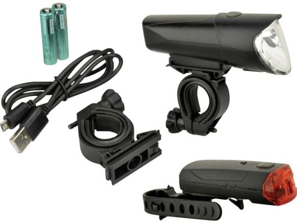 FISCHER sykkel-LED-belysningssett 40/20/10 Lux, levetid opptil 50.000 timer, StVZO-godkjent - 1 stk (85346)