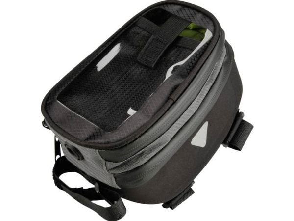 FISCHER sykkeloverrørveske Premium, svart (85% polyester/15% PVC) - transparent touchskjerm - 1 stk (86279)