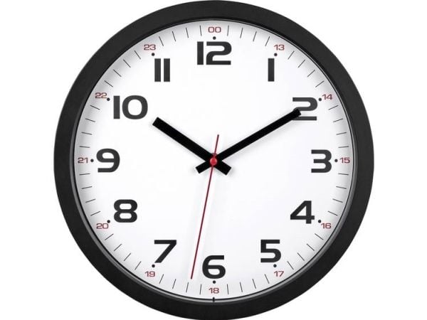 TFA-Dostmann Wanduhr, Vegg, Kvartsklokke, Rund, Sort, Plast, Glass