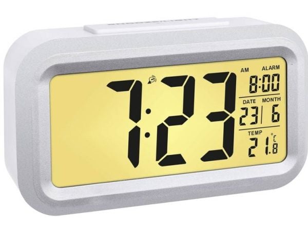 TFA LUMIO PLUS - Alarmklokke - elektronisk - skrivebord - hvit, sølv