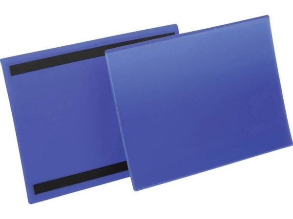 Hyldeforkant lagerlomme med magnet A4 tværformat blå - (50 stk.)